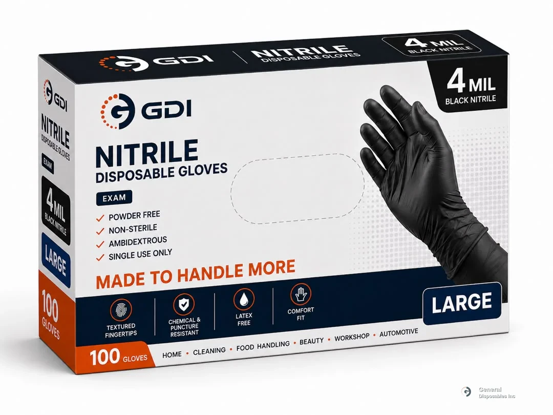 GDI Midnight Black Nitrile Disposable Gloves